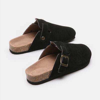 Suede Closed Toe Buckle Slide - Trendsi - Flyclothing LLC