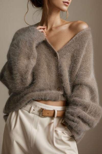 Button Up Dropped Shoulder Cardigan - Trendsi - Flyclothing LLC