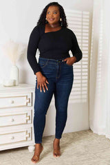 Basic Bae Asymmetrical Neck Long Sleeve Top - Trendsi - Flyclothing LLC