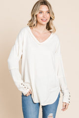 Culture Code Full Size V-Neck Dropped Shoulder Blouse - Trendsi