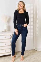 Basic Bae Asymmetrical Neck Long Sleeve Top - Trendsi - Flyclothing LLC