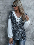 Leopard Decorative Button V-Neck Top - Trendsi