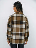 Plaid Button-Down Jacket - Trendsi - Flyclothing LLC