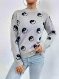 Patterned Drop Shoulder Sweater - Trendsi - Flyclothing LLC