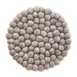 Hand Crafted Felt Ball Trivets from Nepal: Round, Light Grey - Global Groove (T) - Global Groove - Flyclothing LLC