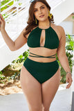 Plus Size Cutout Tied Backless Bikini Set - Trendsi