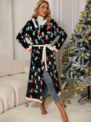 Tie Waist Hooded Robe - Trendsi