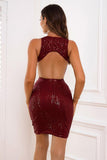 Sequin Cutout Sleeveless Dress - Trendsi