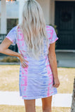 Women Tie-Dye Belted T-Shirt Dress - Trendsi