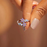 Flower Shape Inlaid Zircon 925 Sterling Silver Ring - Trendsi