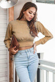 Round Neck Long Sleeve Cropped Sweater - Trendsi - Flyclothing LLC
