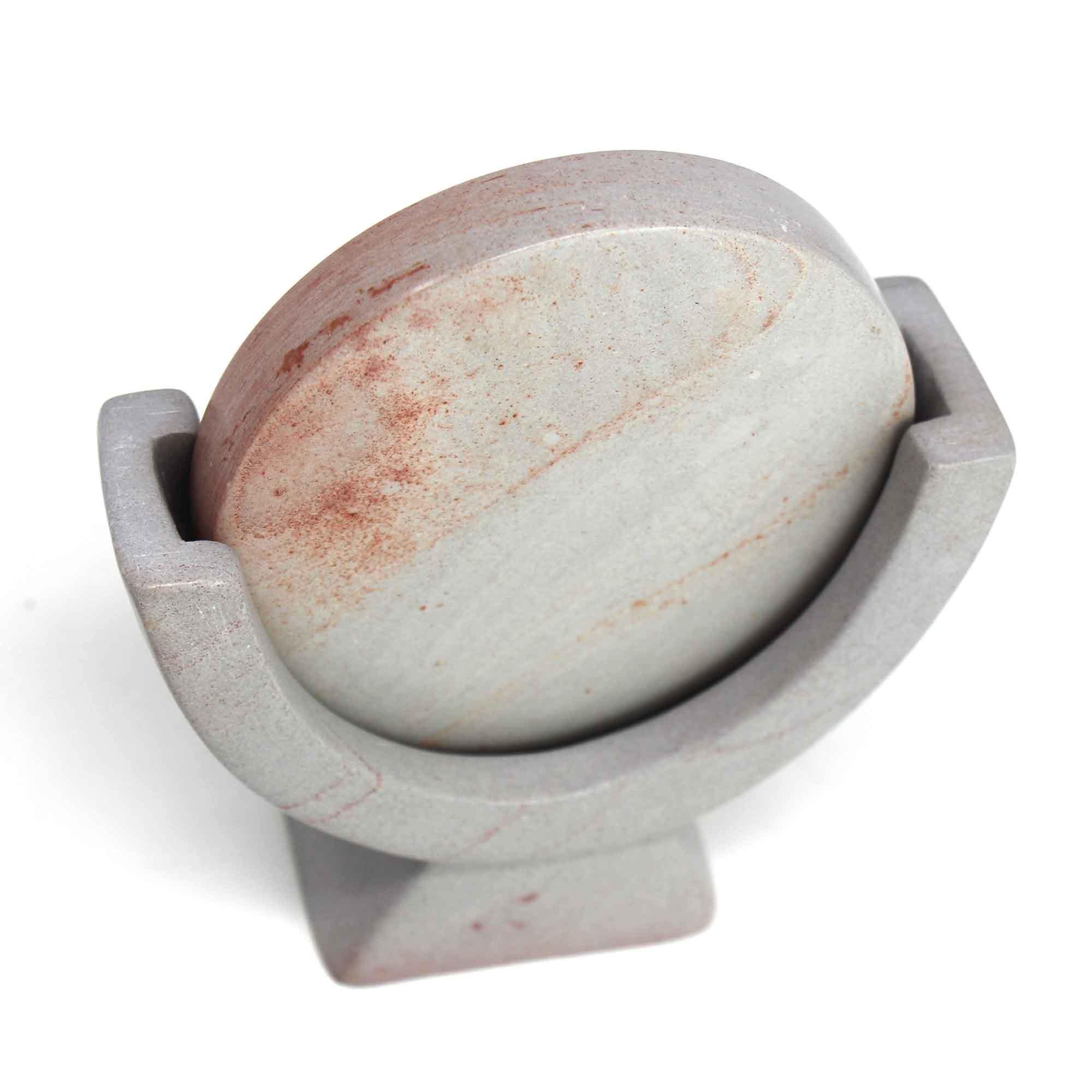 Compass Soapstone Sculpture, Light Gray Stone - SMOLArt