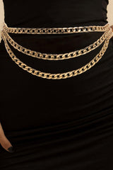 Metal Triple-Layered Chain Belt - Trendsi