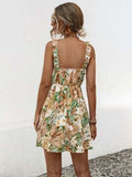 Printed Ruffled Surplice Wide Strap Mini Dress - Trendsi - Flyclothing LLC