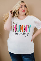 Plus Size HUNNY BUNNY Graphic Striped Tee - Flyclothing LLC