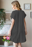 Heimish Full Size Ribbed Round Neck Short Sleeve Tee Dress - Trendsi