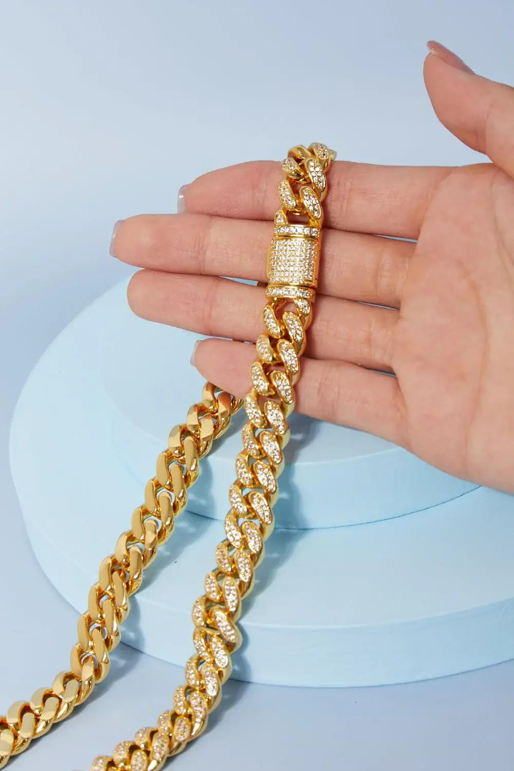 GNJ MANUFACTURING Cubic Zirconia Curb Chain Necklace - Trendsi - Flyclothing LLC