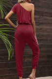 Drawstring Waist One-Shoulder Jumpsuit with Pockets - Trendsi