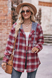 Plaid Dropped Shoulder Hooded Longline Jacket - Trendsi - Flyclothing LLC