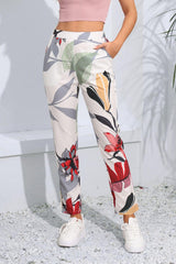 Floral Print Cropped Pants with Pockets - Trendsi