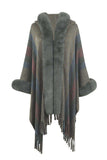Color Block Fringe Detail Poncho - Trendsi - Flyclothing LLC