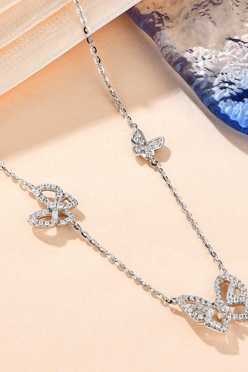 Moissanite Butterfly Shape Necklace - Trendsi - Flyclothing LLC