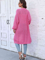 Open Front Longline Cardigan with Pockets - Trendsi - Flyclothing LLC