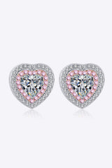 Moissanite Heart-Shaped Stud Earrings - Trendsi - Flyclothing LLC
