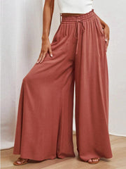 Drawstring Waist Wide Leg Pants - Trendsi