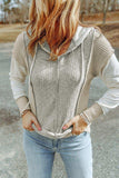 Color Block Exposed Seam Drawstring Hoodie - Trendsi - Flyclothing LLC
