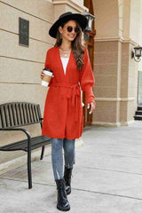 Open Front Lantern Sleeve Cardigan - Trendsi - Flyclothing LLC