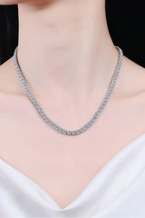 Moissanite Rhodium-Plated Necklace - Trendsi - Flyclothing LLC