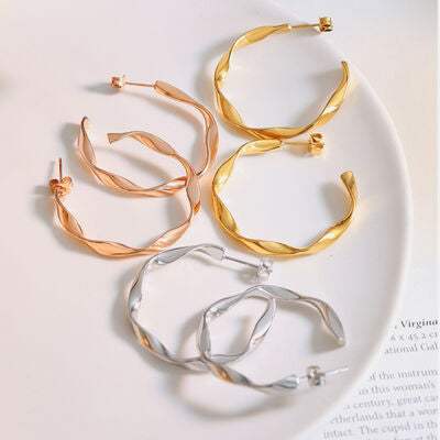 Titanium Steel C-Hoop Earrings - Trendsi - Flyclothing LLC
