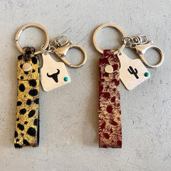 Genuine Leather Alloy Keychain - Trendsi
