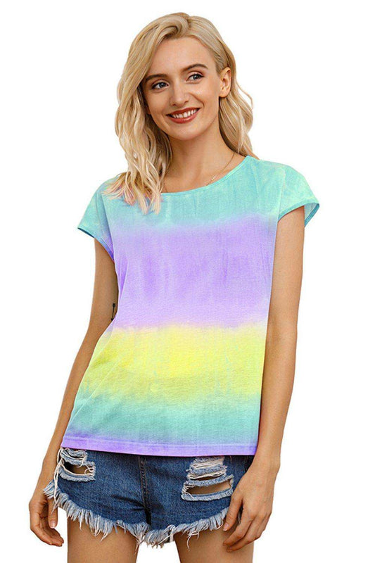 Tie Dye Round Neck Short Sleeve Tee - Trendsi - Flyclothing LLC