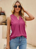 Eyelet Notched Tank - Trendsi - Flyclothing LLC