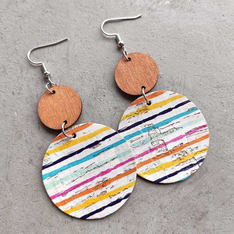 Round Shape Wooden Dangle Earrings - Trendsi - Flyclothing LLC