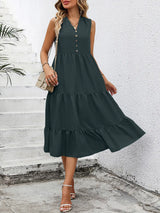V-Neck Sleeveless Tiered Dress - Trendsi - Flyclothing LLC