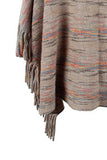 Round Neck Fringe Detail Sleeve Poncho - Trendsi - Flyclothing LLC