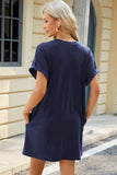 Round Neck Rolled Short Sleeve Tee Dress - Trendsi
