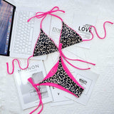 Leopard Print Halter Neck Tie Side Bikini Set - Trendsi - Flyclothing LLC