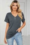 V-Neck Short Sleeve T-Shirt - Trendsi - Flyclothing LLC