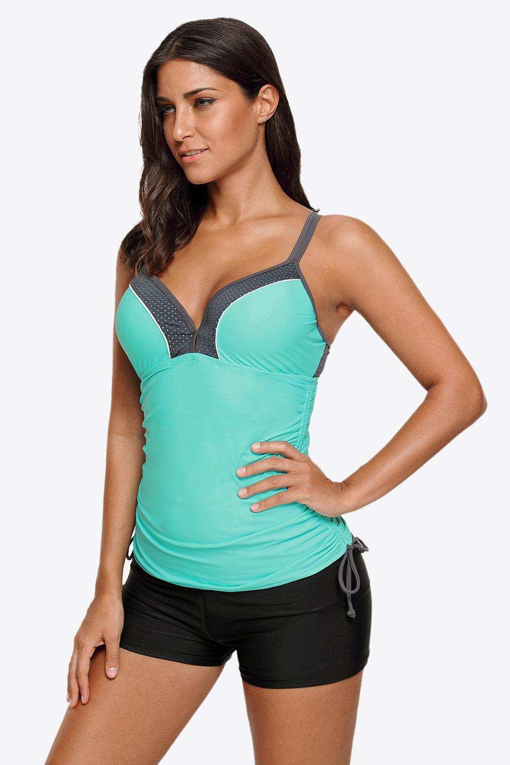 Contrast Sweetheart Neck Swim Cami - Trendsi - Flyclothing LLC