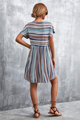 Striped Round Neck Dress - Trendsi - Flyclothing LLC