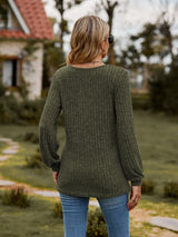 Round Neck Button-Down Long Sleeve Tee - Trendsi - Flyclothing LLC