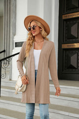 Long Sleeve Open Front Cardigan - Trendsi