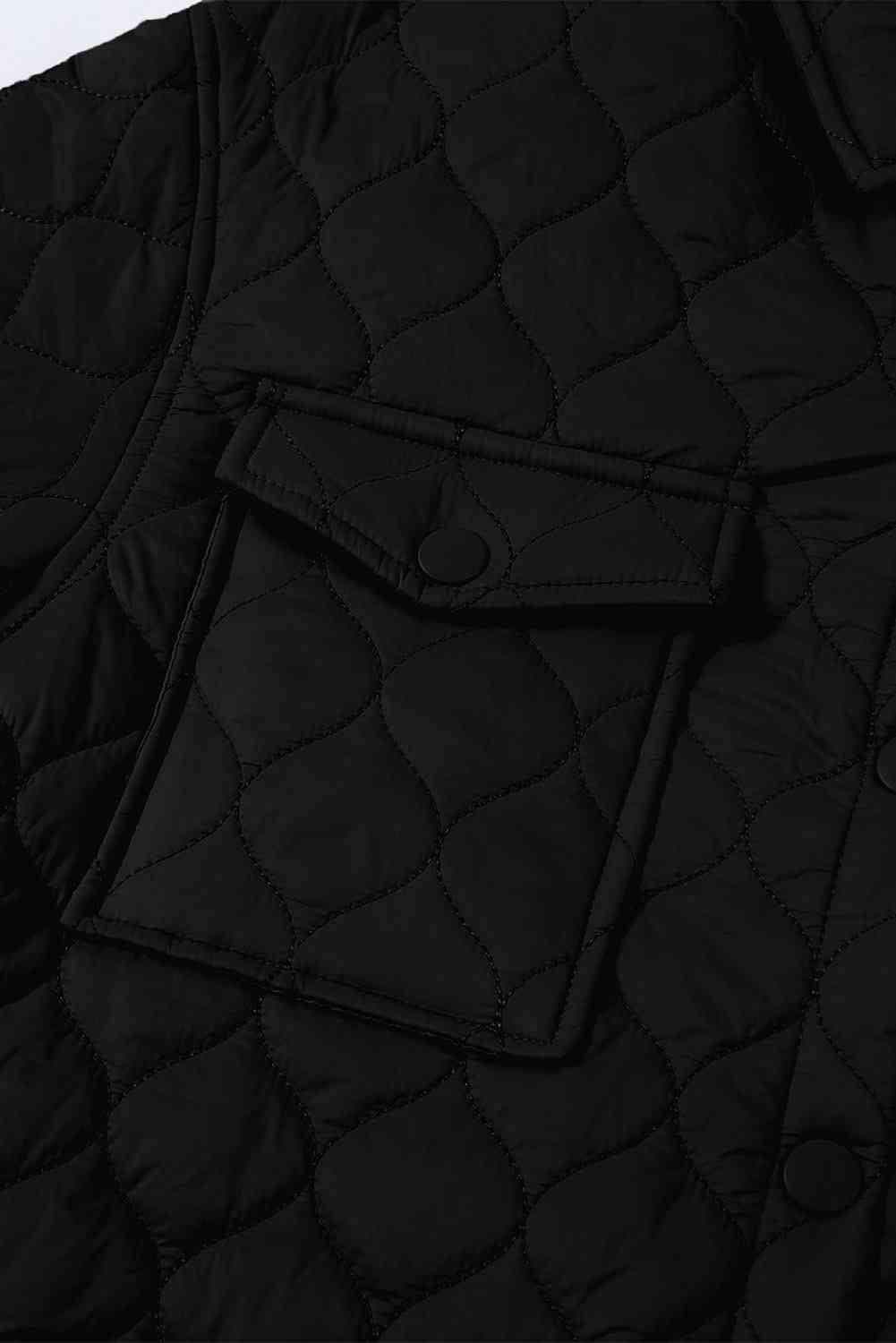 Snap Down Collared Winter Coat - Trendsi - Flyclothing LLC