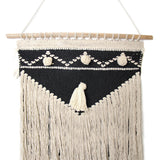 Handwoven Boho Wall Hanging, Charcoal & Cream - Asha Handicrafts