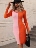 Contrast Slit Sweater Dress - Trendsi - Flyclothing LLC