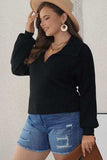 Plus Size Collared Neck Long Sleeve Sweater - Trendsi - Flyclothing LLC